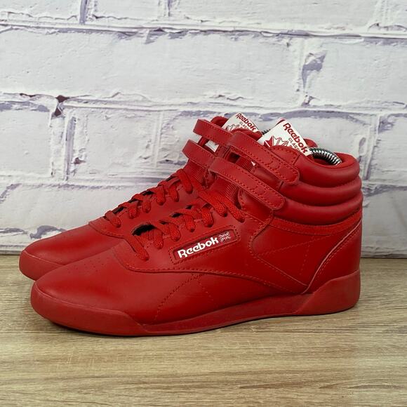 Reebok Freestyle Hi Red High Top Shoes - Picture 3 of 8